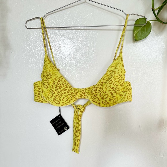SKATIE Kate Bikini Top in Tulum Neon Yellow Cheetah Leopard Print XL - Picture 5 of 9